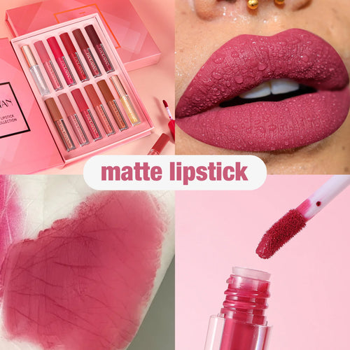 12-Color Matte Liquid Lipstick — Non-Sticky & Moisturizing, close-up detail