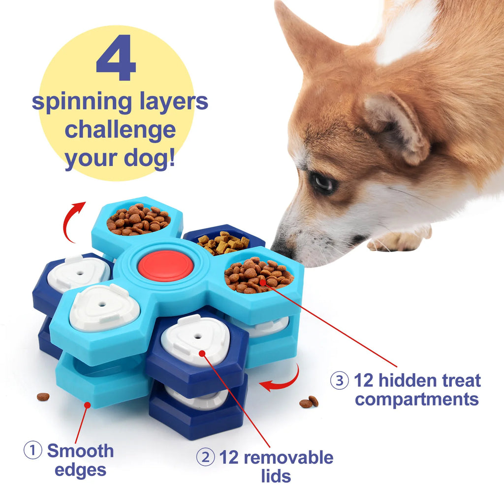 Interactive Dog Puzzle — 4-Layer Spinning Feeder