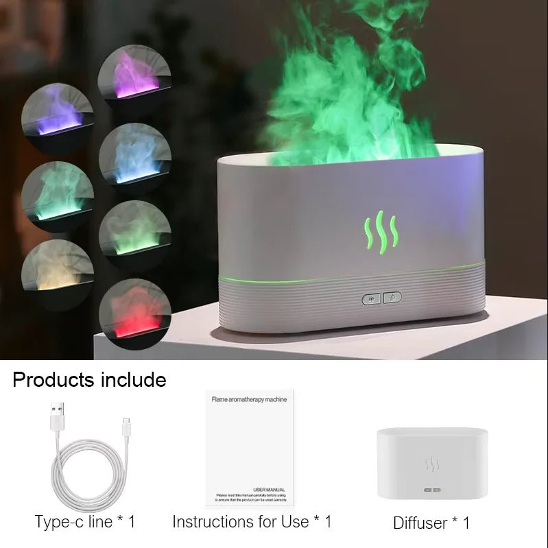 Aroma Diffuser with Flame Effect — Gentle Humidifying Mist, side view