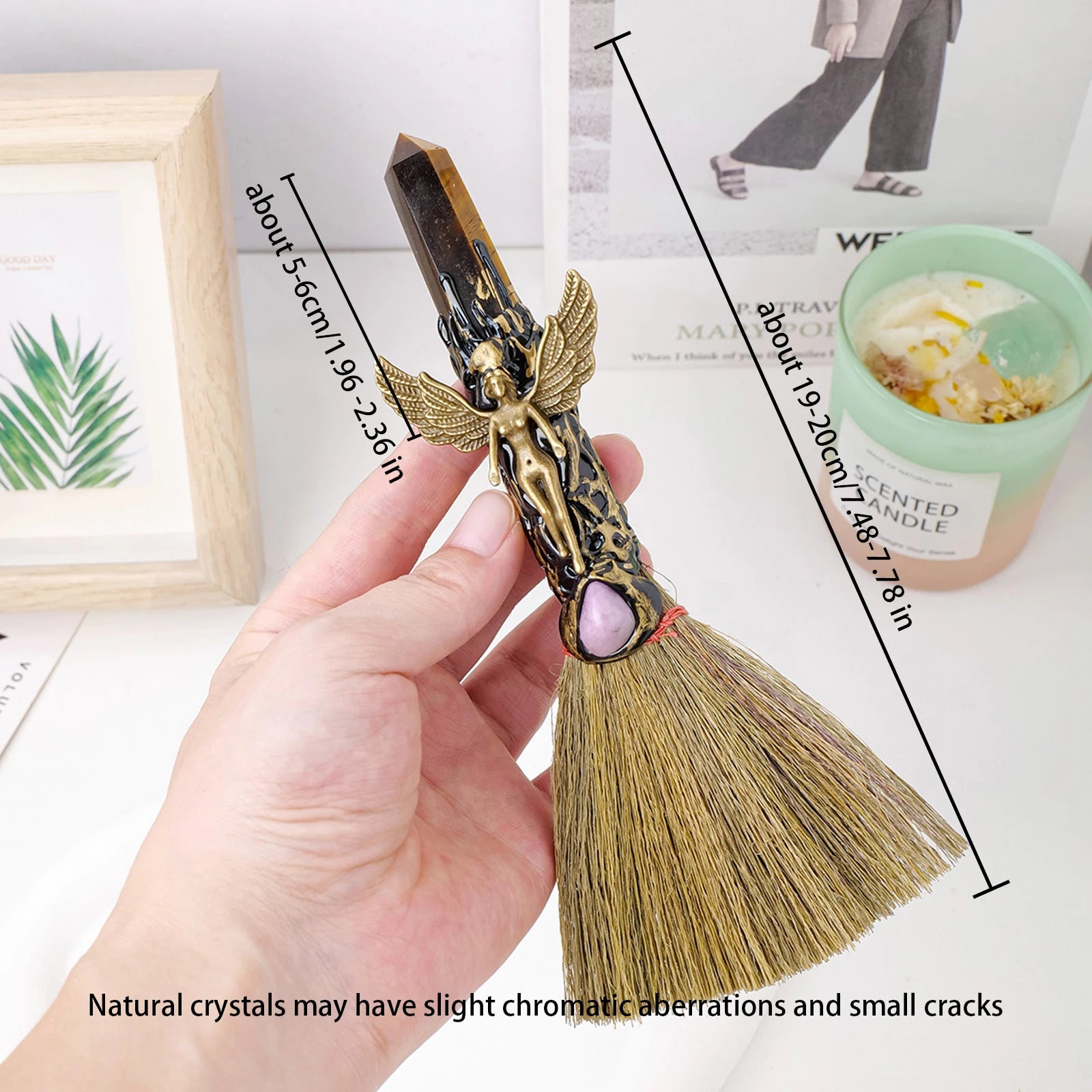 Crystal Altar Broom — Sacred Space Decor, close-up detail