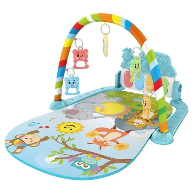 Baby Activity Piano Gym — Infant Musical Play Mat, natural finish