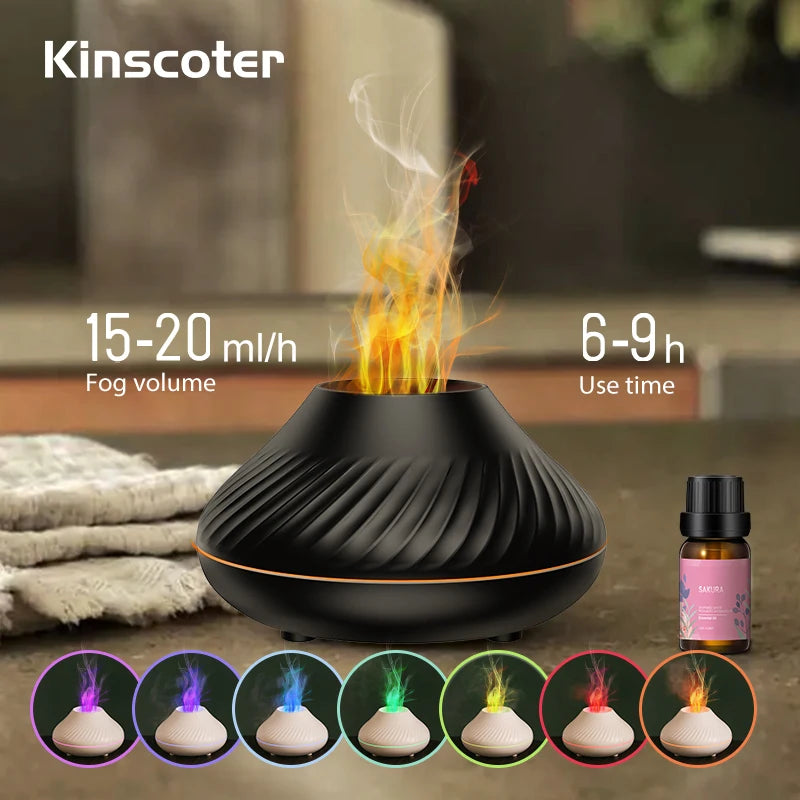 Volcanic Aroma Diffuser — Colorful Flame Humidifier 130ml, alternate angle