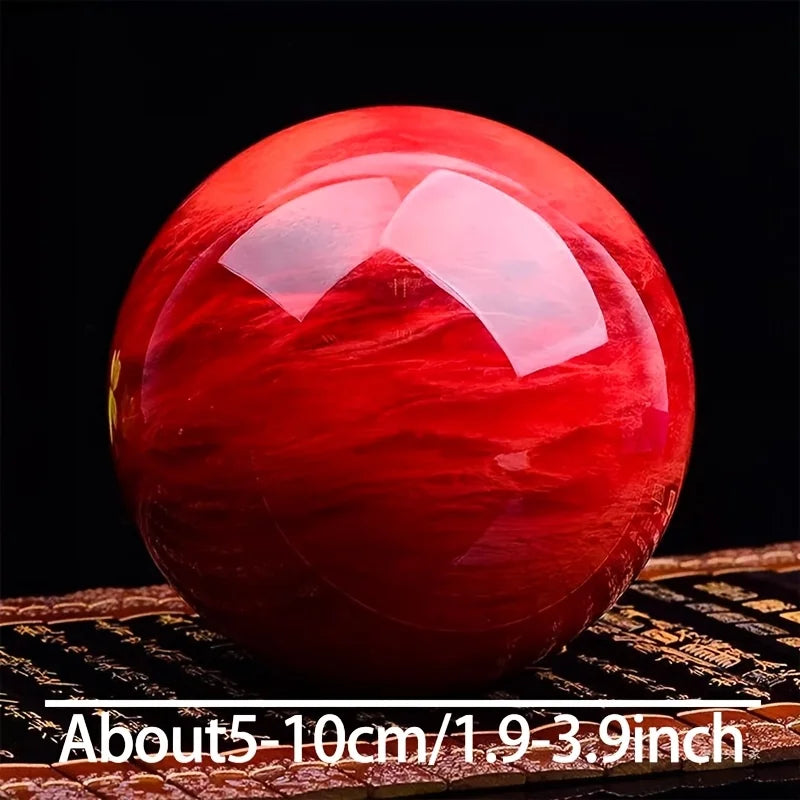 Red Nephrite Quartz Sphere — Wellness & Healing Decor, alternate angle