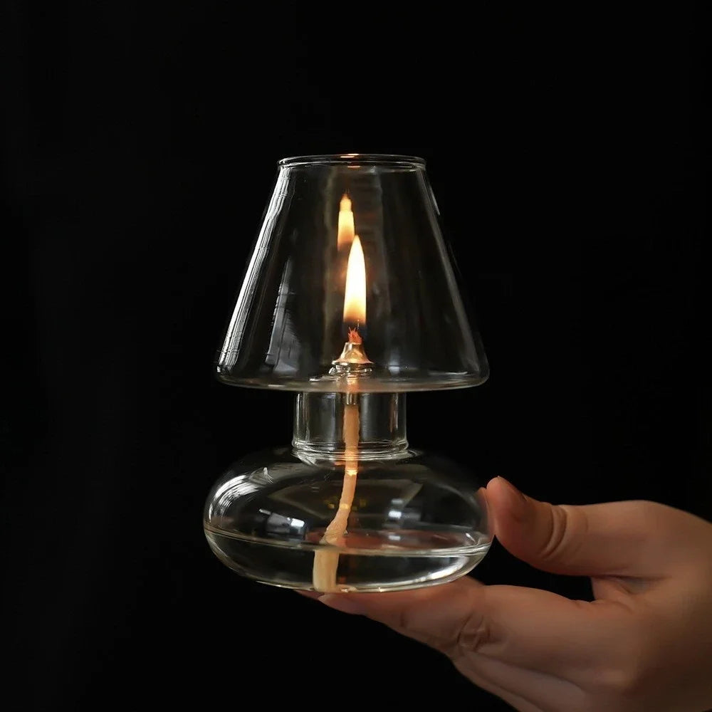 Minimalist Glass Oil Lamp — Gentle Ambient Glow