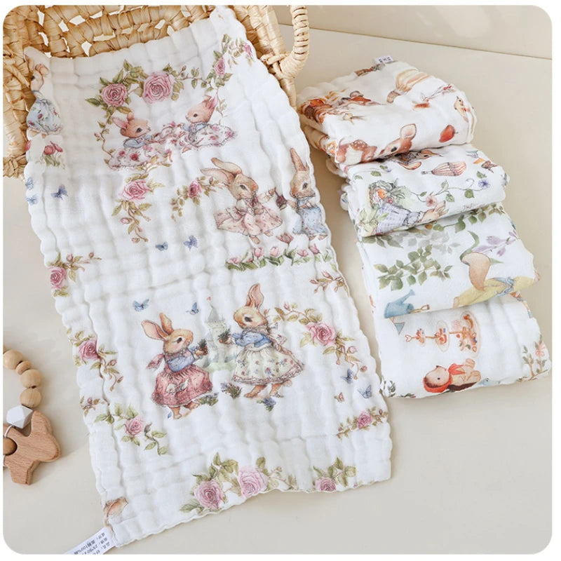 Muslin Baby Towel Set — 3/5pc 6-Layer Cotton Gauze, natural styling