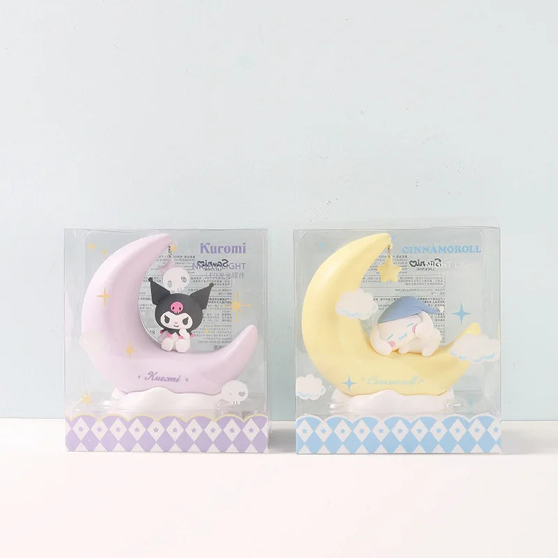 Crescent Moon Night Light — Kuromi & Cinnamoroll Glow, natural styling