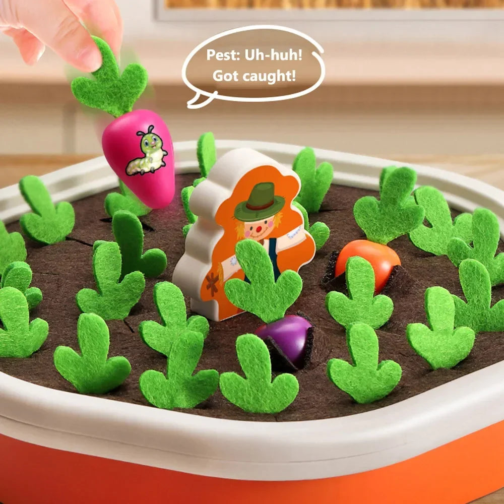 Montessori Carrot Harvest Game — Early Learning Toy, close-up detail