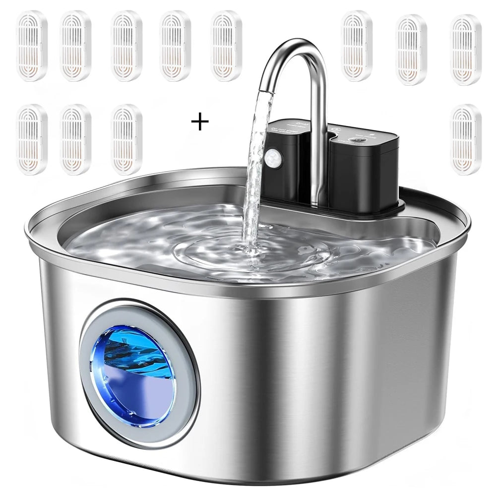Pet Water Fountain — Wireless Sensor, Stainless Steel 3L, soft texture detail