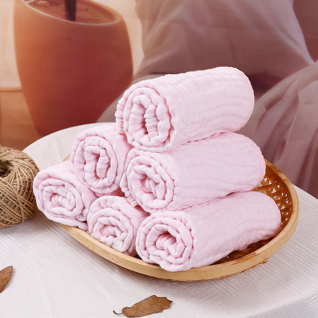 6-Piece Muslin Baby Washcloth Set — Gentle & Soft, elegant display