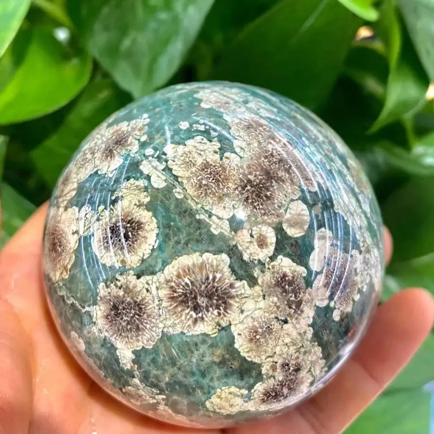 Cherry Blossom Agate Sphere — Gentle Healing Energy, natural styling
