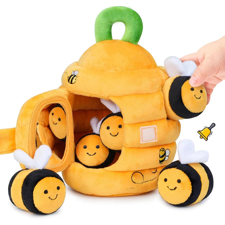 Montessori Farm Sensory Toy — Soft Stuffed Animals & Barn, handcrafted finish