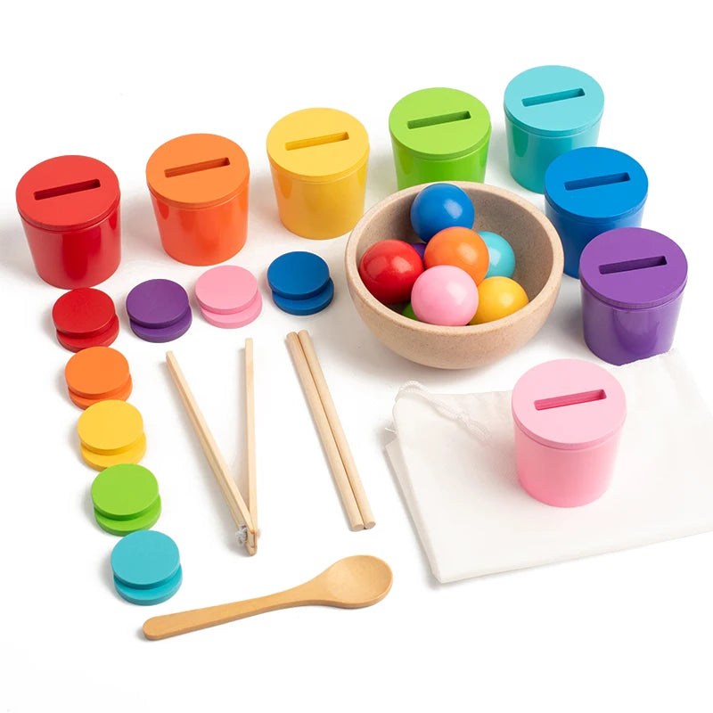 Montessori Color Matching Game — Wooden Play for Ages 3+, soft texture detail