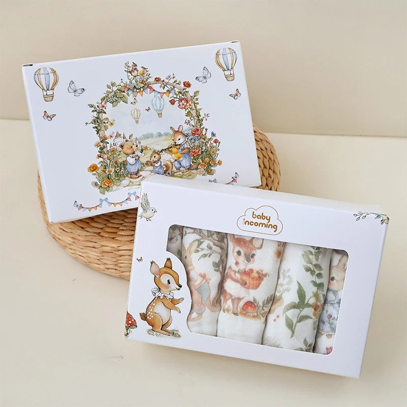 Muslin Baby Towel Set — 3/5pc 6-Layer Cotton Gauze, thoughtful detail