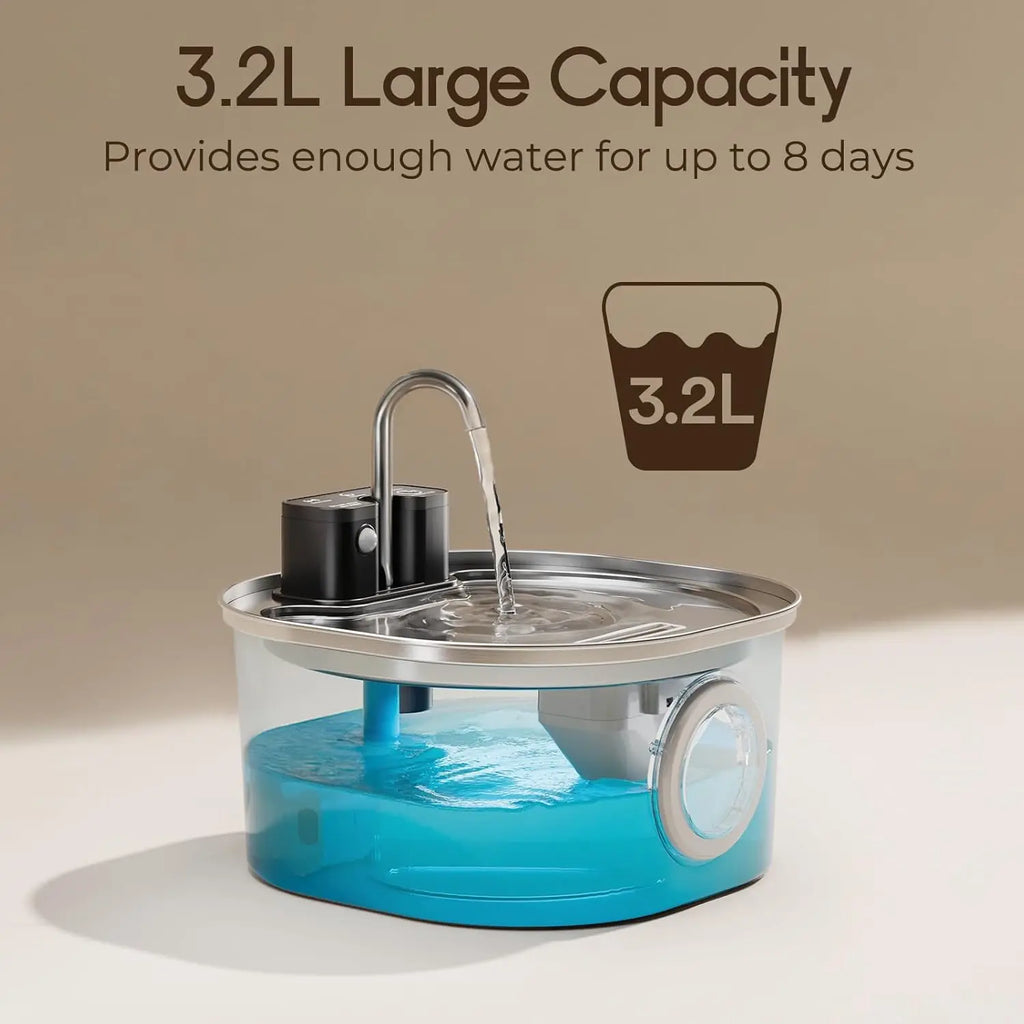 Pet Water Fountain — Wireless Sensor, Stainless Steel 3L, alternate angle