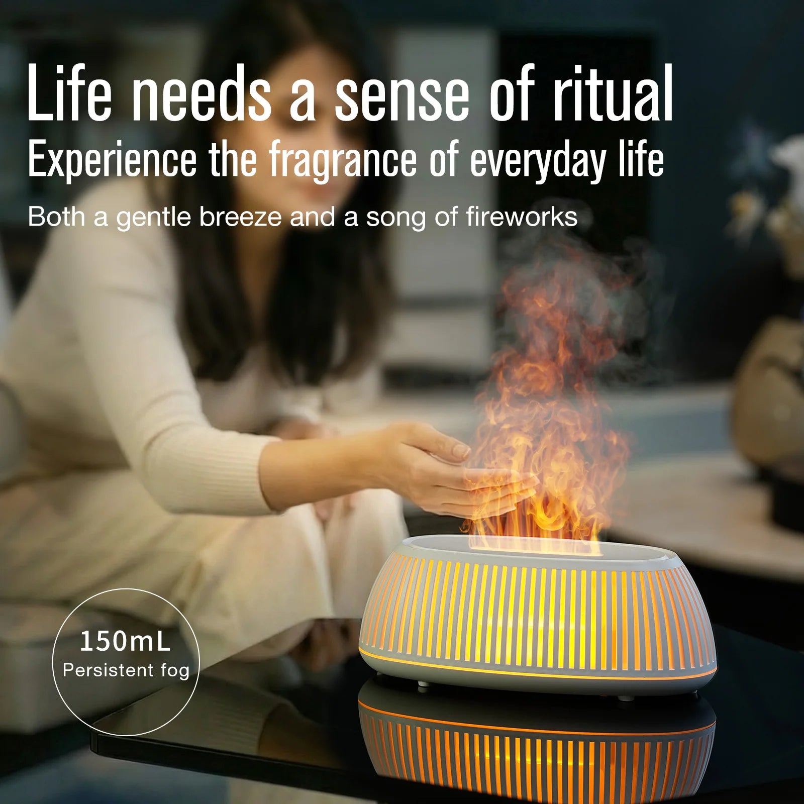 Flame Aroma Diffuser — Soothing Mist & Glow, natural styling