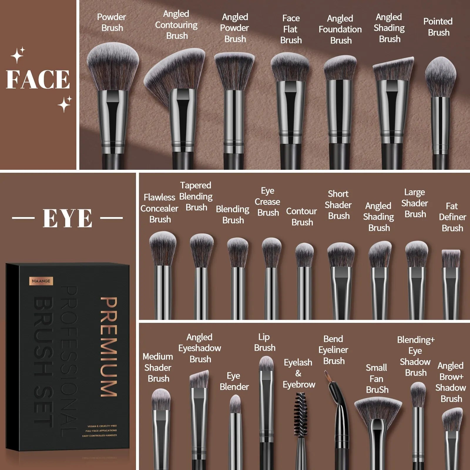 25-Piece Makeup Brush Set — Full Face & Eye Kit