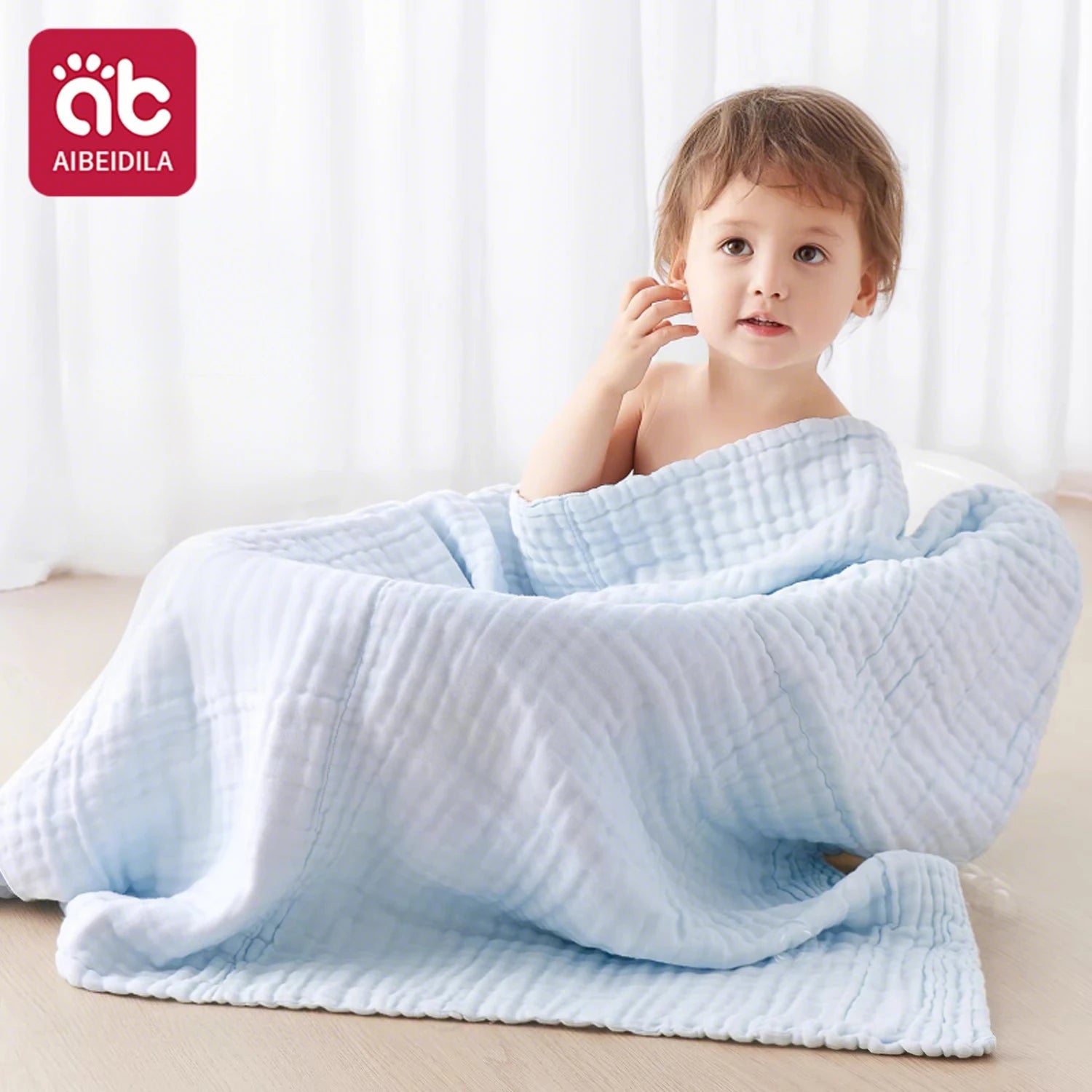 6-Layer Cotton Gauze Baby Towel — Soft 90x90cm Wrap, soft texture detail