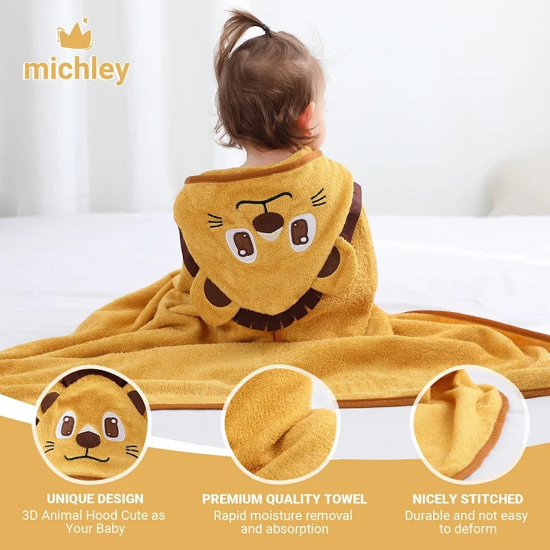 Bamboo Hooded Baby Towel — Gentle Lion Wrap, alternate angle
