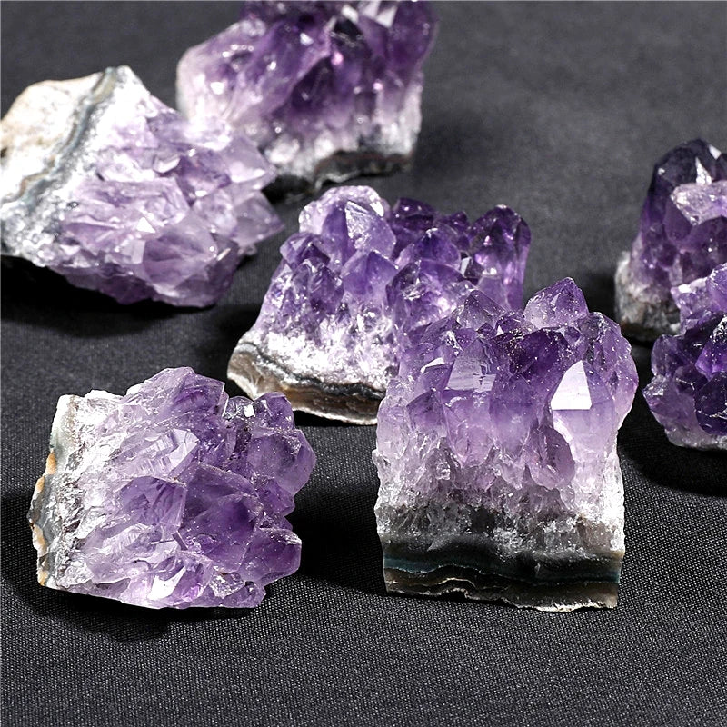 Amethyst Cluster Set — Elegant Home Decor, close-up detail