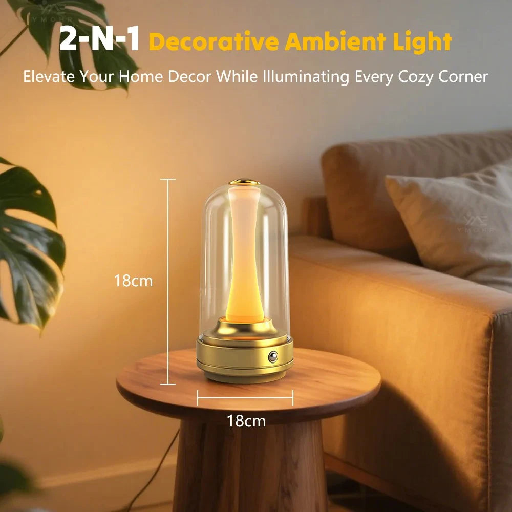 Touch-Sensitive Table Lamp — Dimmable Candle Glow, natural styling