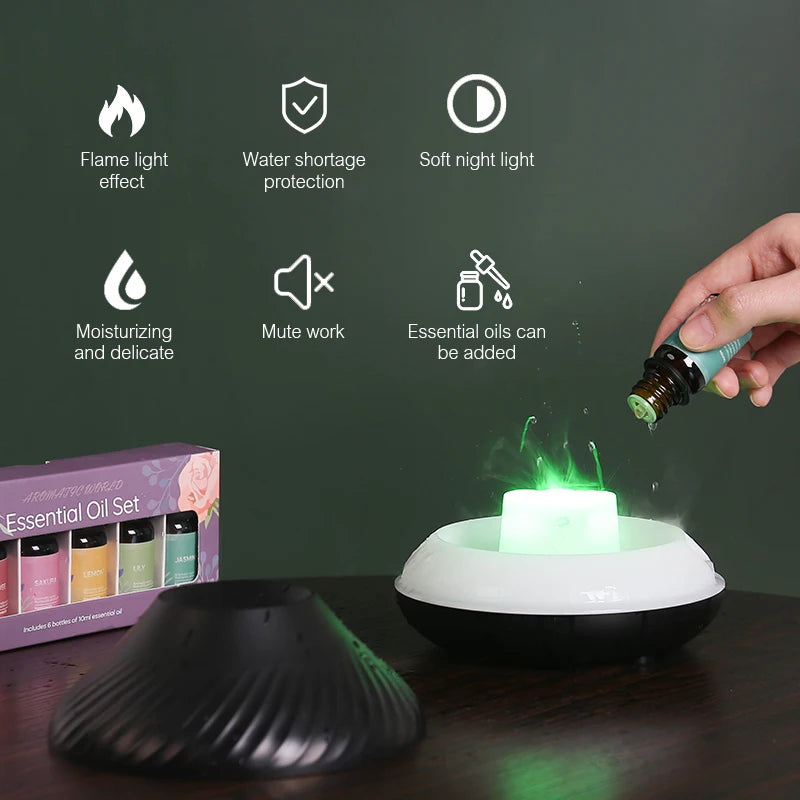 Volcanic Aroma Diffuser — Colorful Flame Humidifier 130ml, premium quality view