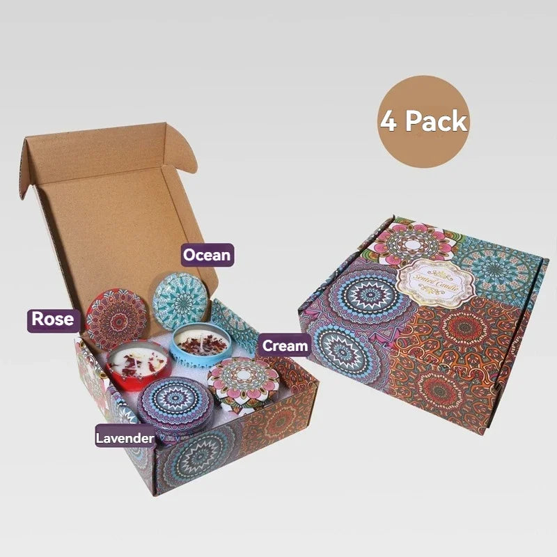 4-Piece Scented Candle Set — Bohemian Patterns for Relaxation, curated presentation
