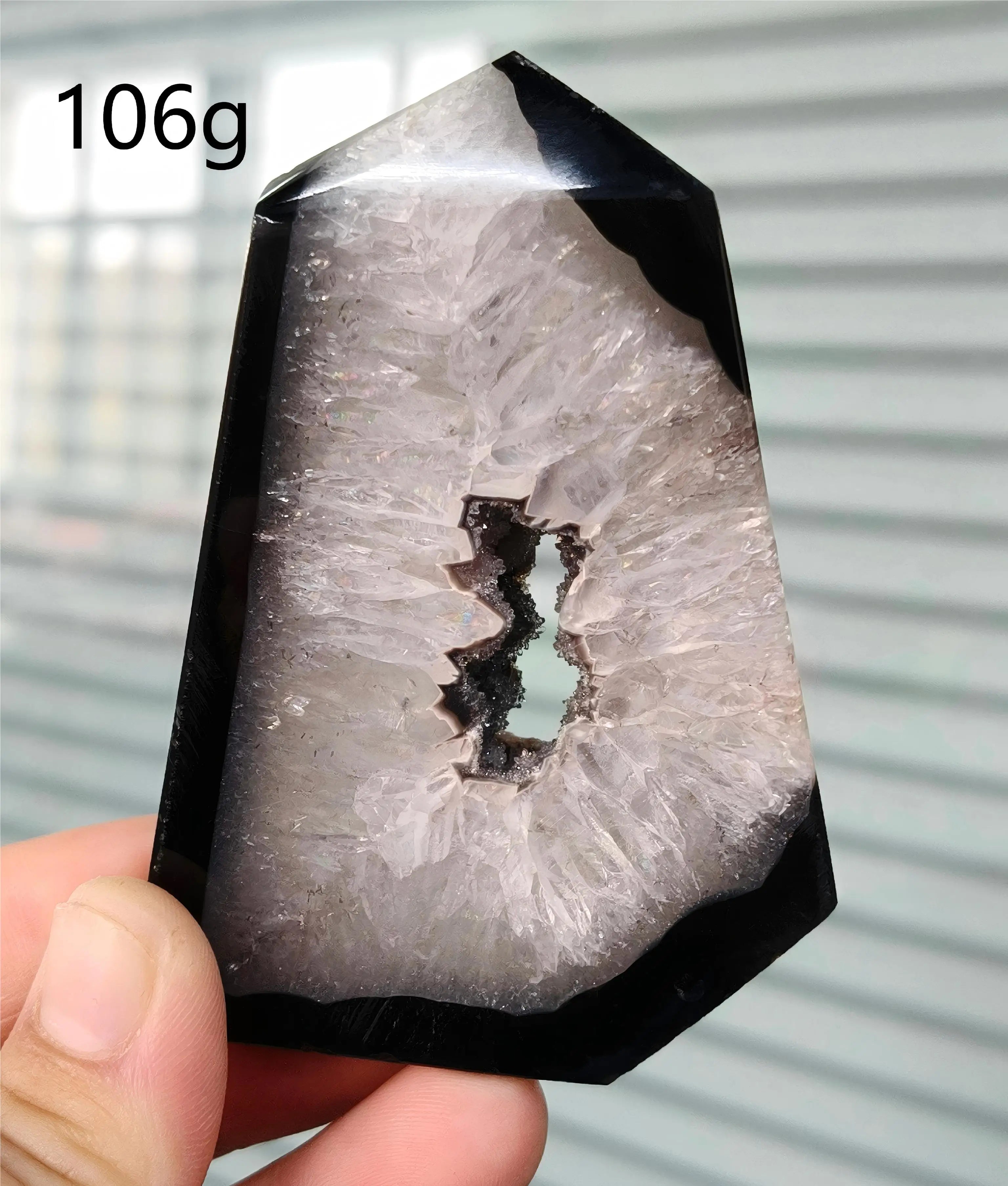 Black Agate Geode Point 102g — Elegant Home Decor, alternate angle