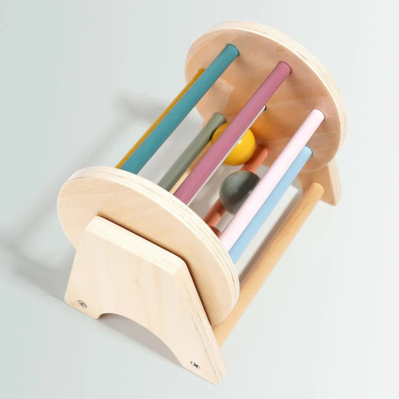 Montessori Rolling Ball Drum — Early Learning & Sensory Play, natural styling