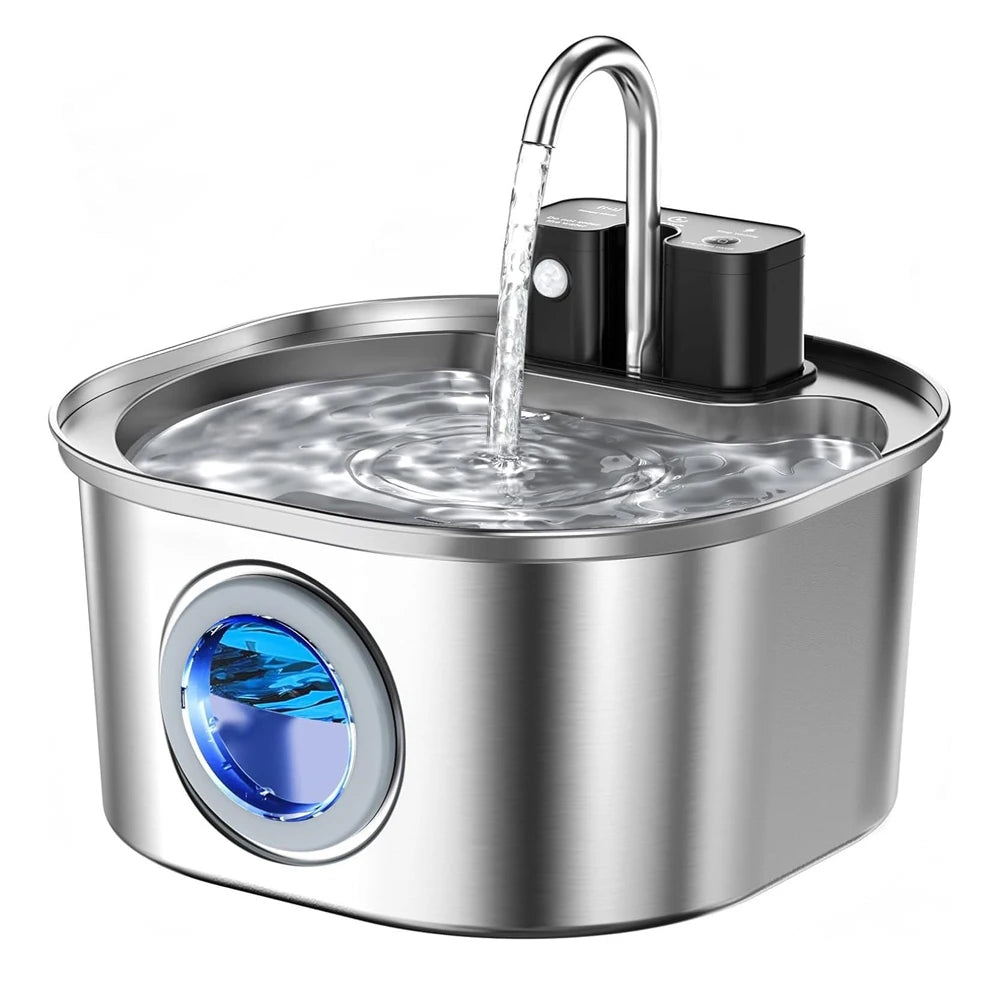 Pet Water Fountain — Wireless Sensor, Stainless Steel 3L