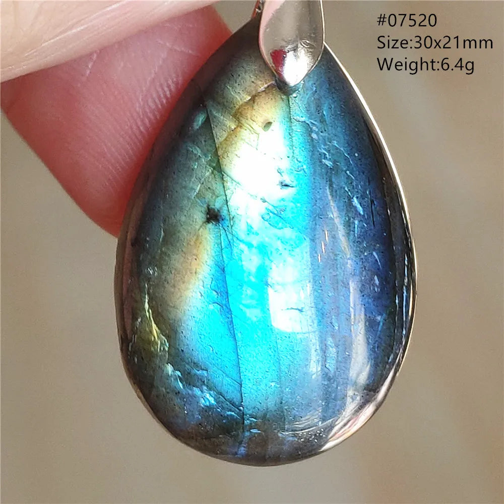 Labradorite Teardrop Pendant — A Soothing Blue Gemstone, handcrafted finish