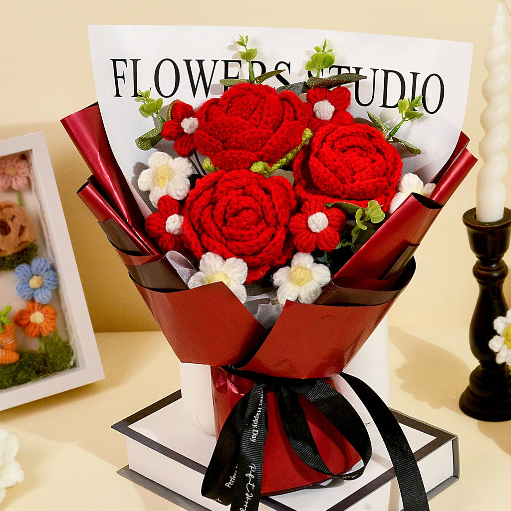 Crochet Red Rose Bouquet — For Cherished Moments
