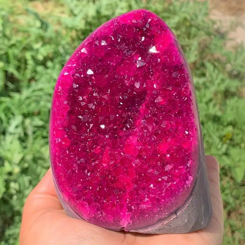 Pink Geode Quartz Cluster — Wellness Home Decor, soft texture detail