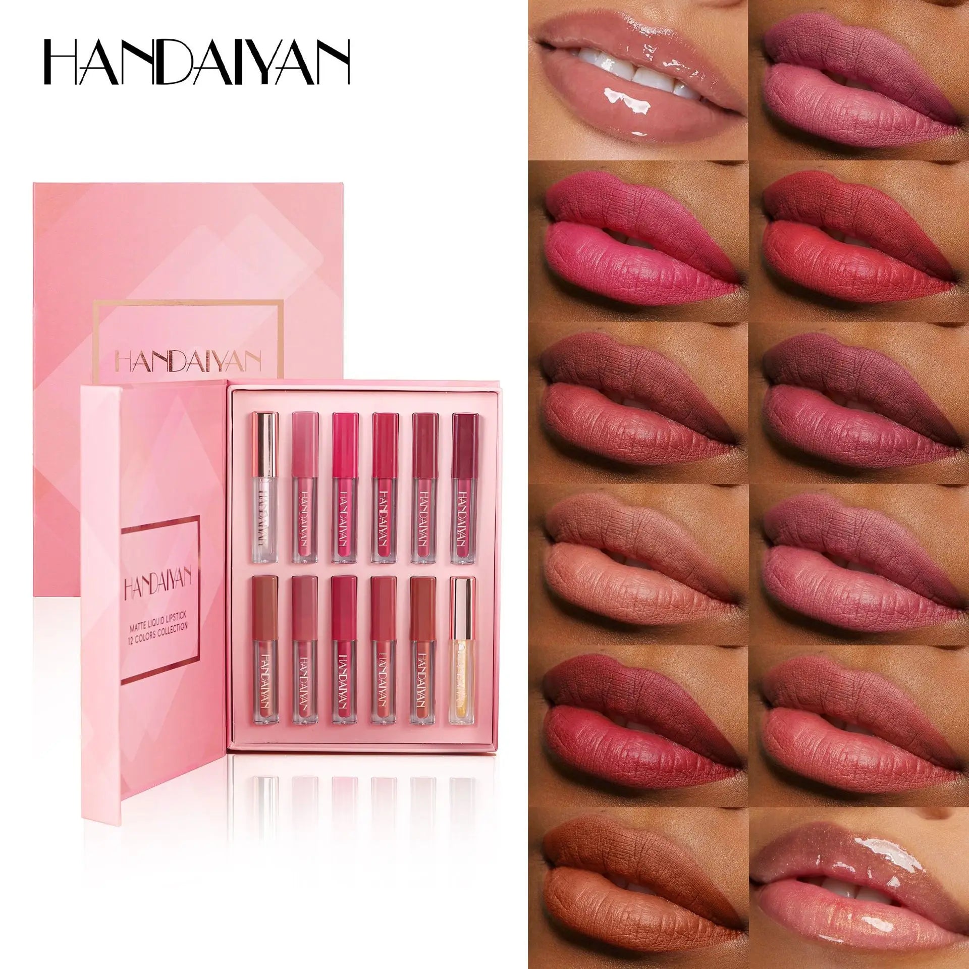 12-Color Matte Liquid Lipstick — Non-Sticky & Moisturizing, soft texture detail