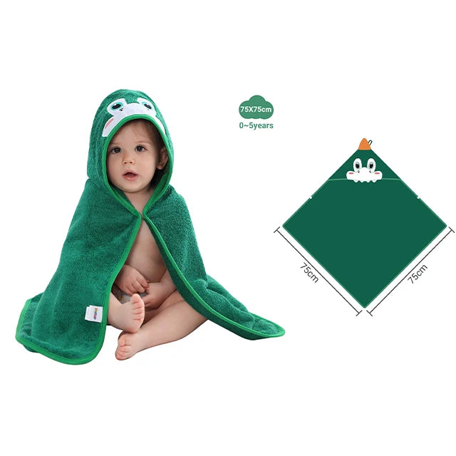 Bamboo Hooded Baby Towel — Gentle Lion Wrap, natural finish