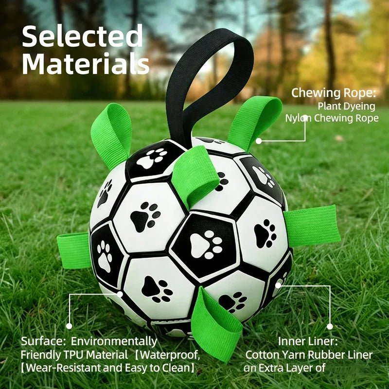 Interactive Dog Soccer Ball — 15cm with Grab Tabs, alternate angle