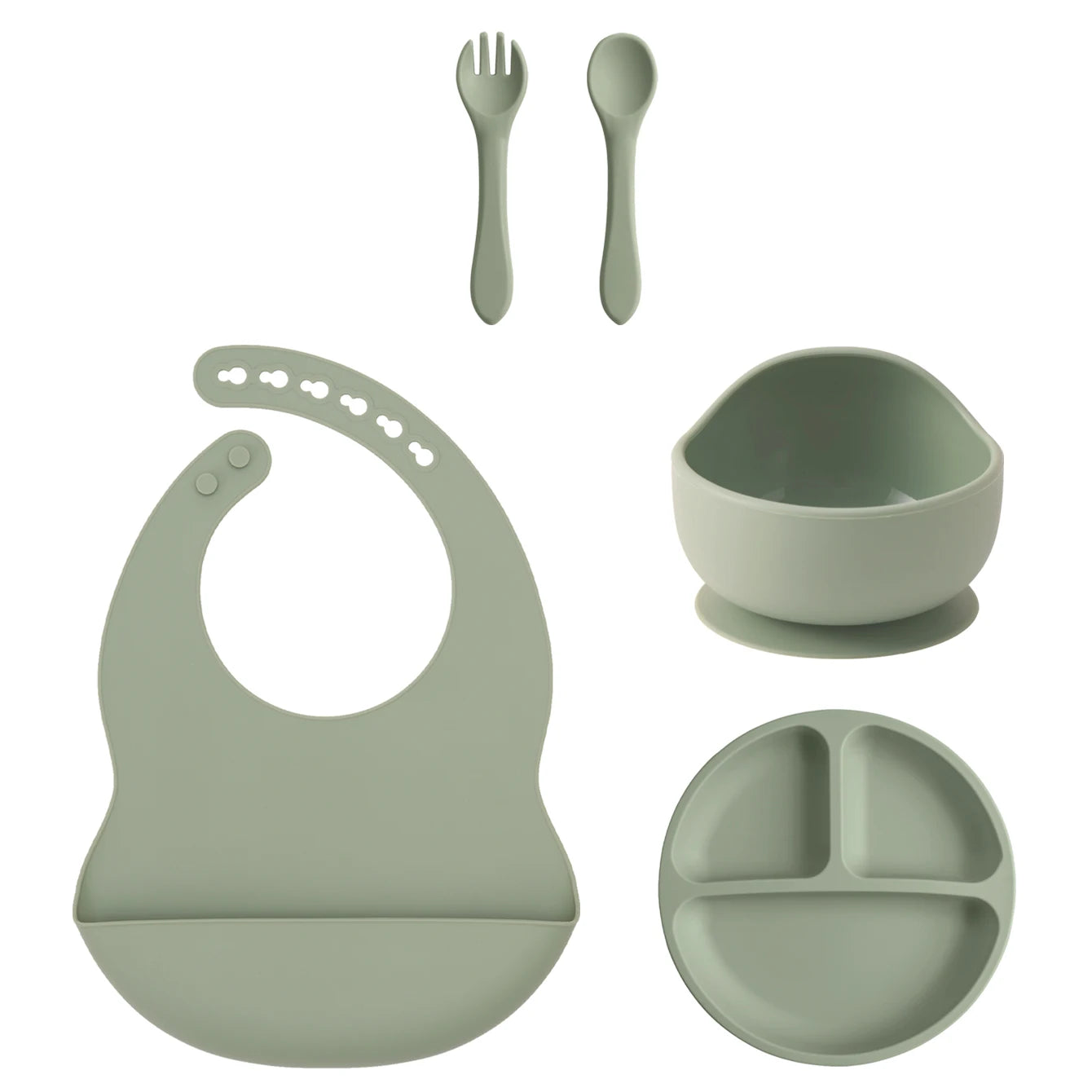 Silicone Baby Feeding Set 5PCS — Gentle Mealtime Essentials, cozy moment
