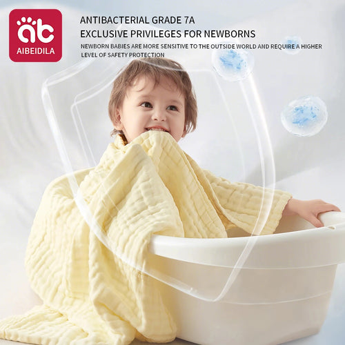 6-Layer Cotton Gauze Baby Towel — Soft 90x90cm Wrap, close-up detail