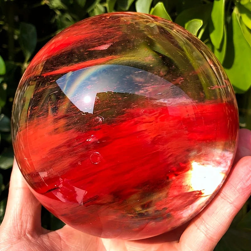 Red Nephrite Quartz Sphere — Wellness & Healing Decor