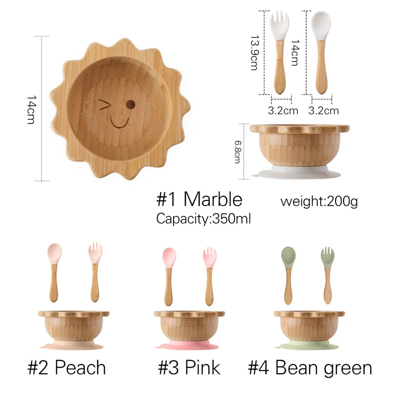 Bamboo Baby Feeding Set — Sun Plate & Suction Bowl, lifestyle setting