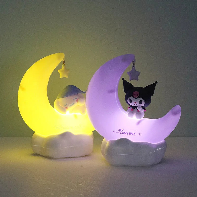 Crescent Moon Night Light — Kuromi & Cinnamoroll Glow