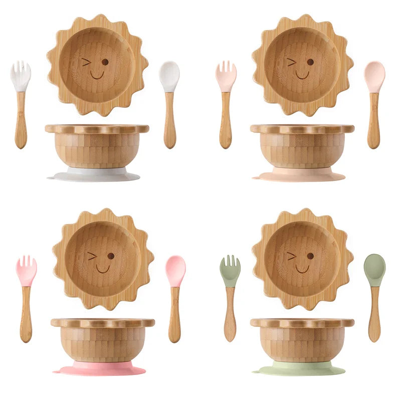 Bamboo Baby Feeding Set — Sun Plate & Suction Bowl
