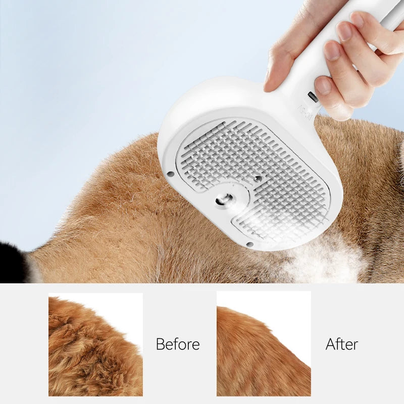 Pet Steam Grooming Brush — Soothing Care for Pets, close-up detail