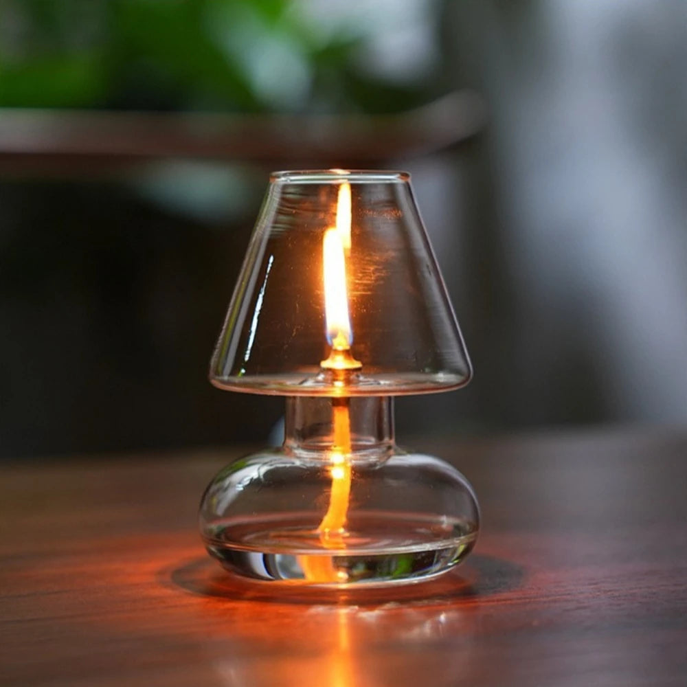 Minimalist Glass Oil Lamp — Gentle Ambient Glow, close-up detail