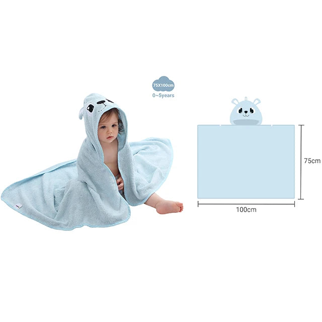 Bamboo Hooded Baby Towel — Gentle Lion Wrap, in use