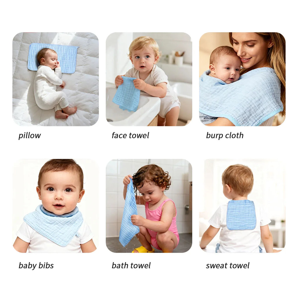 6-Piece Muslin Baby Washcloth Set — Gentle & Soft, lifestyle setting