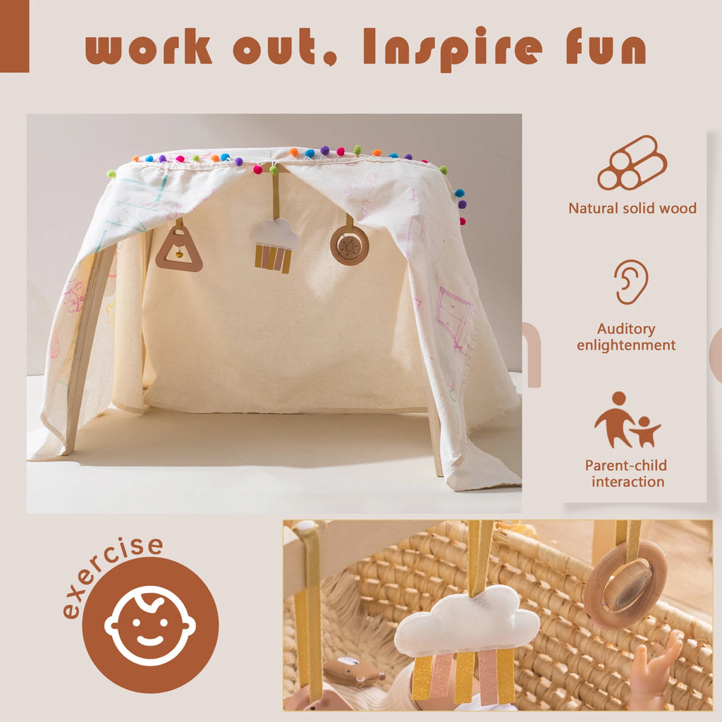 Wooden Baby Play Gym — Minimalist Sensory Decor, lifestyle setting