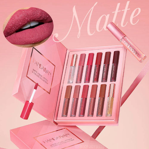 12-Color Matte Liquid Lipstick — Non-Sticky & Moisturizing