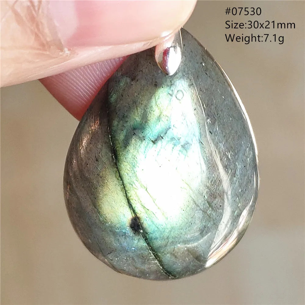 Labradorite Teardrop Pendant — A Soothing Blue Gemstone, side view