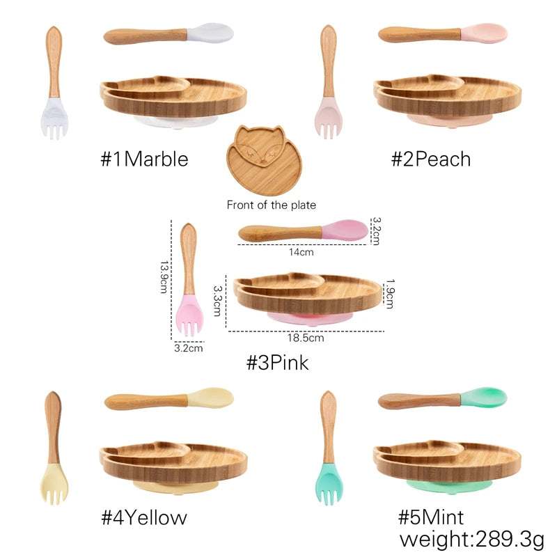 Bamboo Fox Tableware Set — BPA-Free Infant Feeding, lifestyle setting