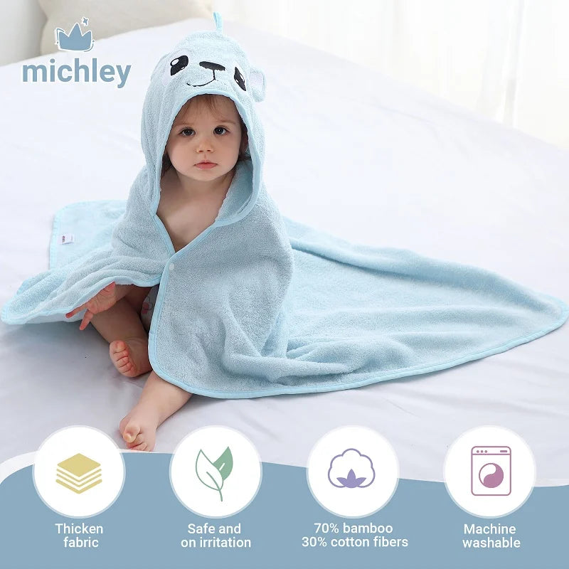 Bamboo Hooded Baby Towel — Gentle Lion Wrap, lifestyle setting